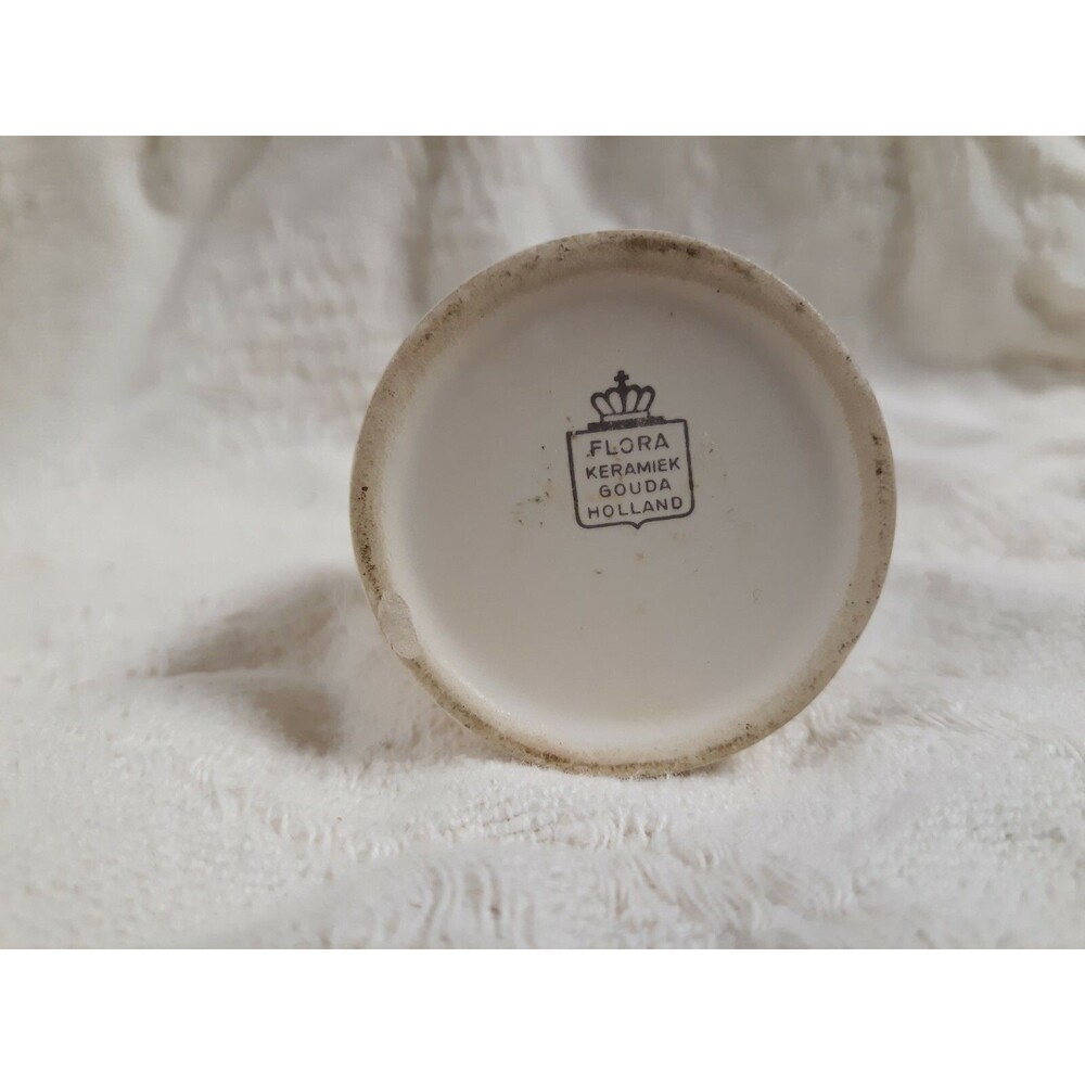 Vintage FLORA KERAMIEK GOUDA Mini Bud Vase Floral Pattern HOLLAND Pottery Vase - Picture 6 of 7